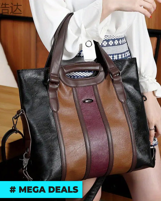 Versatile Mixed Color Leather Tote Bag | Delivery: 7 to 10 business days | Limited stocks available | Hurry before Sold Out