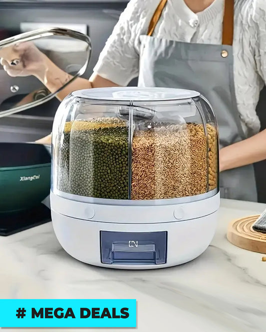 6-Compartment Rotating Rice Bucket with Transparent Lid | Delivery: 7 to 10 business days | Limited stocks available | Hurry before Sold Out