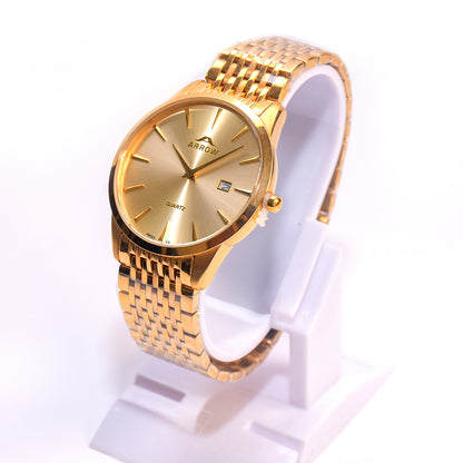 Arrow Men’s Analog Display | Gold Strap (33734)-KYAMSTORE