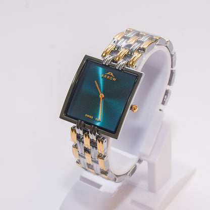 ARROW ARROW Premium Brass Analog Square Couple Watch | Special Glass | Color Gold Silver TT (5930)-KYAMSTORE
