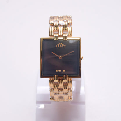 ARROW ARROW Premium Brass Analog Square Couple Watch | Special Glass | Color Gold TT (5930)-KYAMSTORE