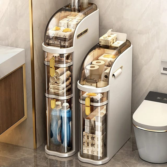 4-Tiers Bathroom Floor Cabinet Narrow Slim Gap Tower Organizer Side Rolling