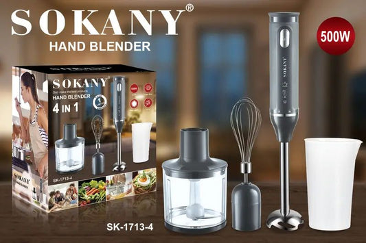 Sokany Hand Blender 4 In 1 Kitchen Master - 500W (SK-1713-4)