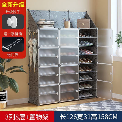 Upgraded Shoe Rack for Home Plastic, Portable Shoe Rack with Dustproof Door for Heels/Slippers/Boots