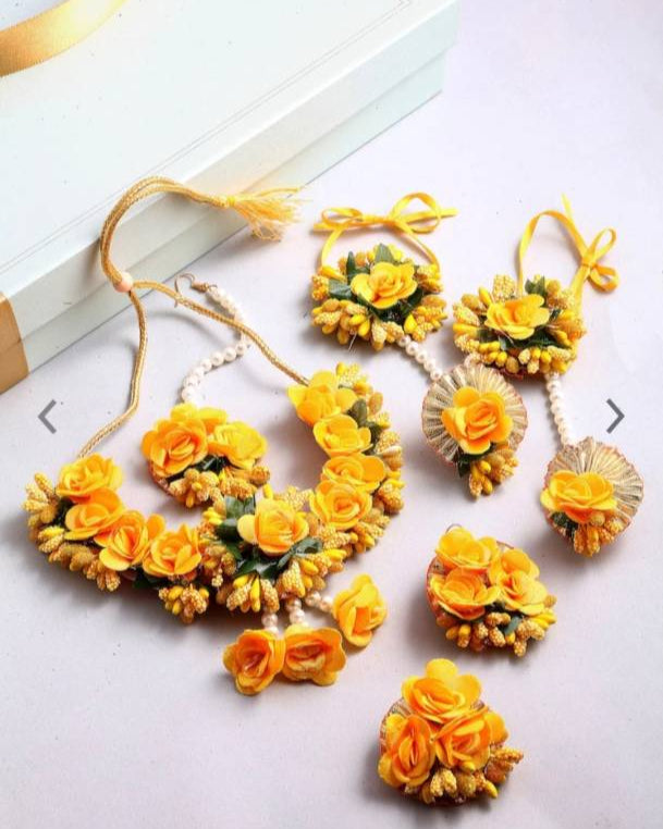 Fabric Yellow Jewel Set  (Pack of 1)-KYAMSTORE