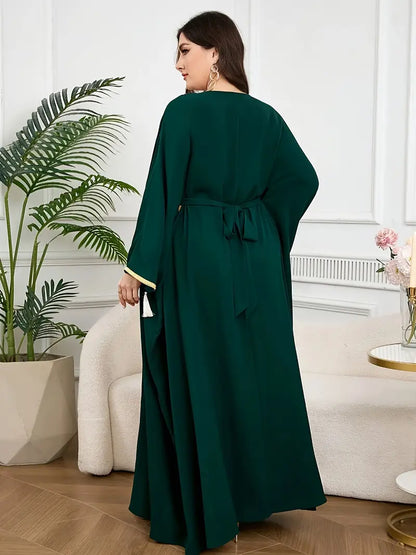 Elegant Green Middle Eastern Long Robe for Women | Delivery: 7 to 10 business days | Limited stocks available | Hurry before Sold Out