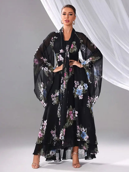 Elegant Floral Sequin Embellished Off-Shoulder Halter Dress | Delivery: 7 to 10 business days | Limited stocks available | Hurry before Sold Out