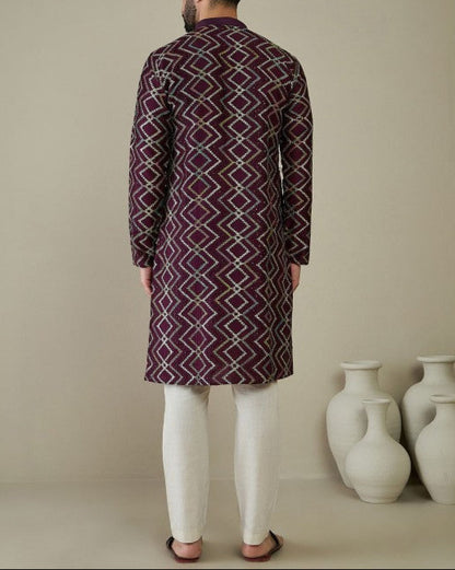 Men Ethnic Motifs Embroidered Thread Work Kurta-KYAMSTORE