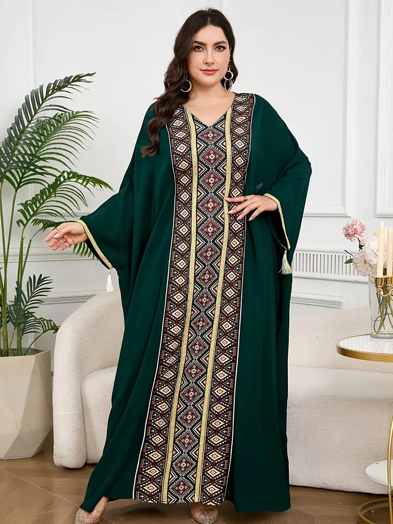 Elegant Green Middle Eastern Long Robe for Women | Delivery: 7 to 10 business days | Limited stocks available | Hurry before Sold Out