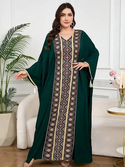 Elegant Green Middle Eastern Long Robe for Women | Delivery: 7 to 10 business days | Limited stocks available | Hurry before Sold Out