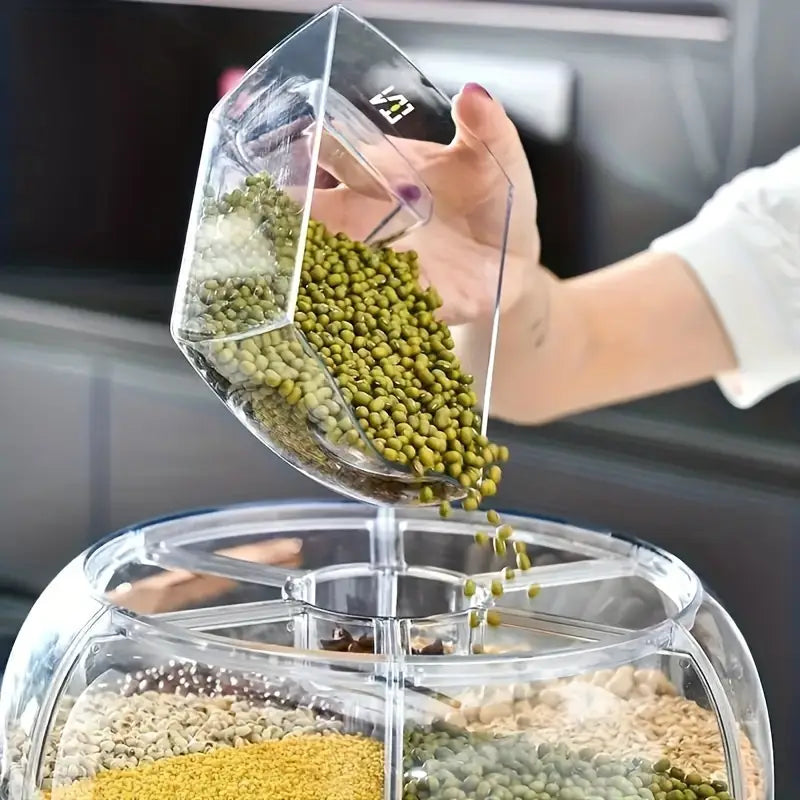 6-Compartment Rotating Rice Bucket with Transparent Lid | Delivery: 7 to 10 business days | Limited stocks available | Hurry before Sold Out