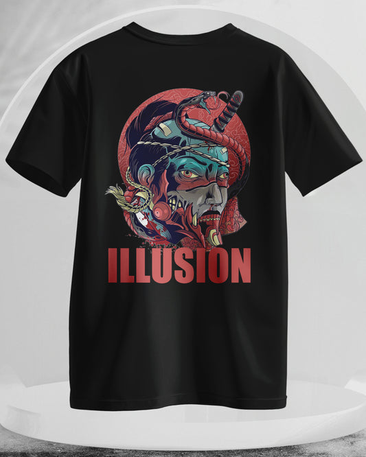 ILLUSION - Men Stylish Back Printed T-Shirts – (Regular)