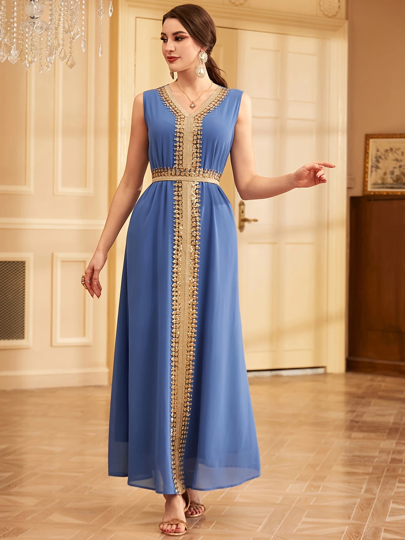 Middle Eastern Muslim Lace Weft Vest Dress | Delivery: 7 to 10 business days | Limited stocks available | Hurry before Sold Out