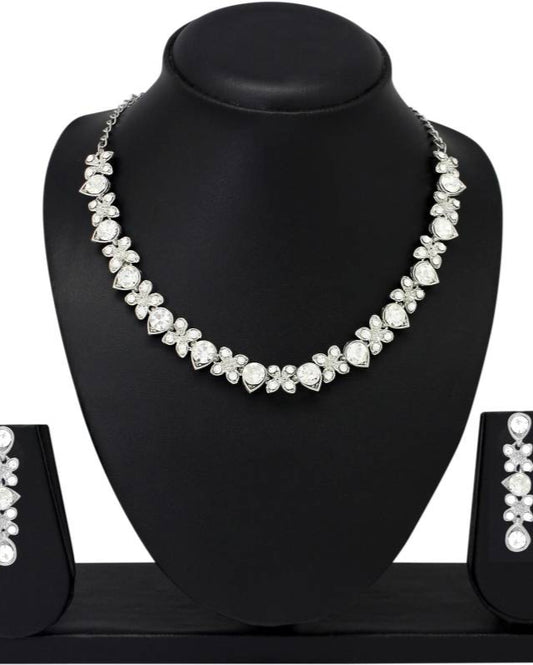 Alloy Rhodium Silver Jewel Set  (Pack of 1)-KYAMSTORE