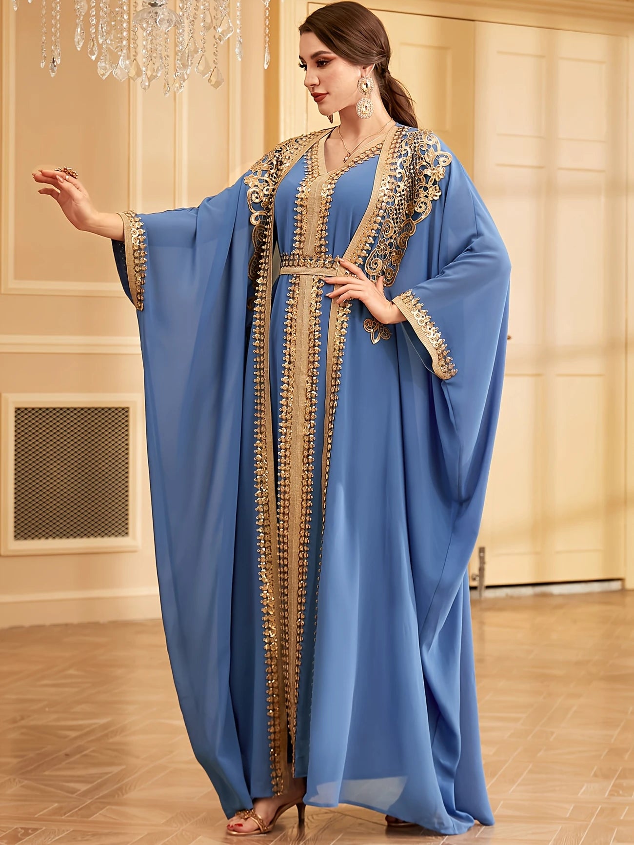 Middle Eastern Muslim Lace Weft Vest Dress | Delivery: 7 to 10 business days | Limited stocks available | Hurry before Sold Out