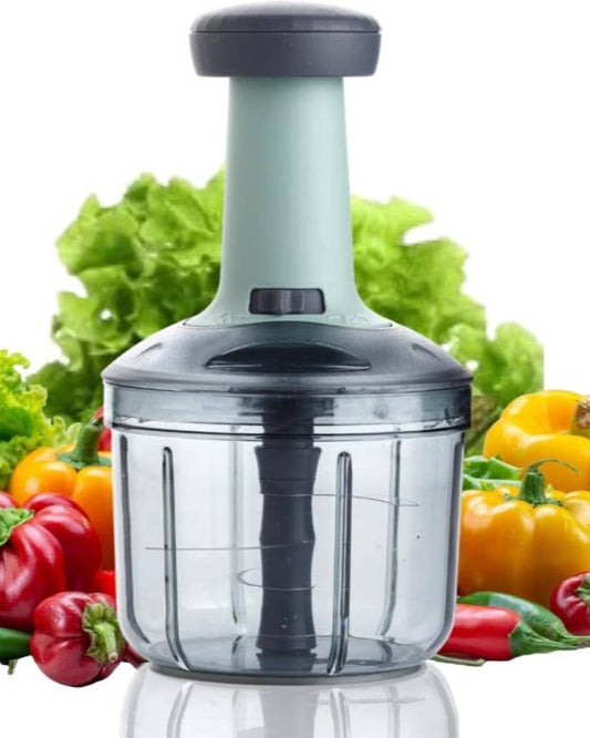 MAGICSPOON Chopper, Onion Cutter, Onion Chopper, Vegetable Chopper (Cyan, 900ml. 4 Blades) Vegetable & Fruit Chopper  (1 - Push Chopper)-KYAMSTORE