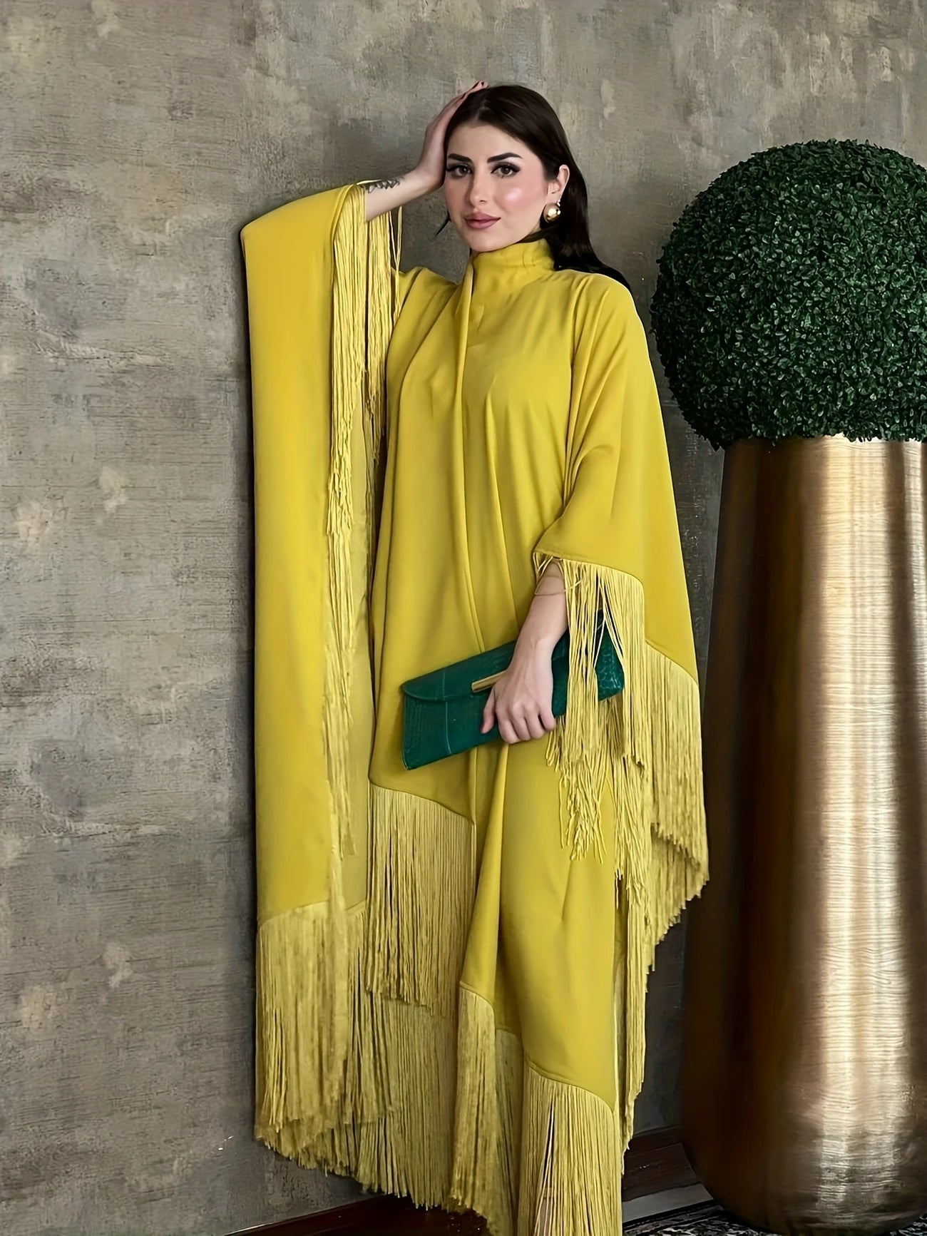 Elegant Muslim Batwing Tassel Kaftan Dress | Delivery: 7 to 10 business days | Limited stocks available | Hurry before Sold Out