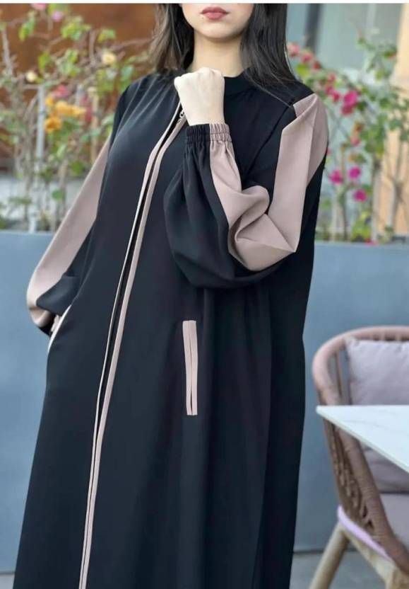 Cotton Blend Solid Burqa With Hijab