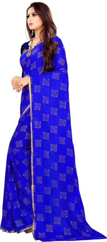 Printed Bollywood Chiffon Saree (Blue) | Delivery: 10 to 12 business days | Limited stocks available
