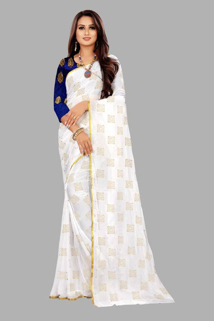Printed Bollywood Chiffon Saree (White) | Delivery: 10 to 12 business days | Limited stocks available