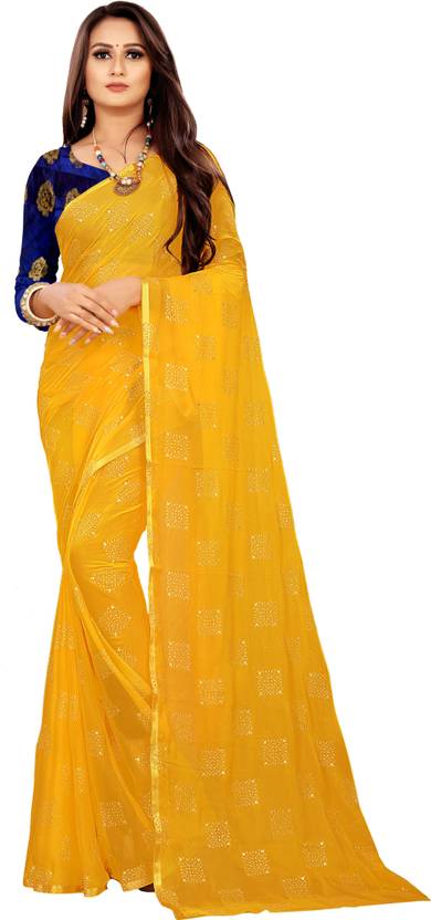 Printed Bollywood Chiffon Saree (Yellow) | Delivery: 10 to 12 business days | Limited stocks available
