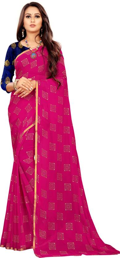 Printed Bollywood Chiffon Saree (Pink) | Delivery: 10 to 12 business days | Limited stocks available