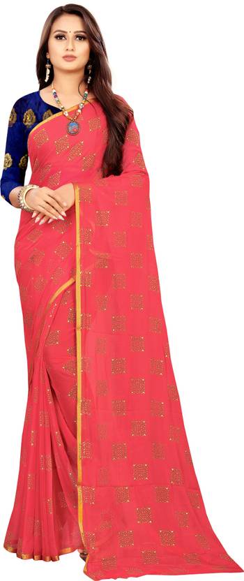Printed Bollywood Chiffon Saree (Light Pink) | Delivery: 10 to 12 business days | Limited stocks available