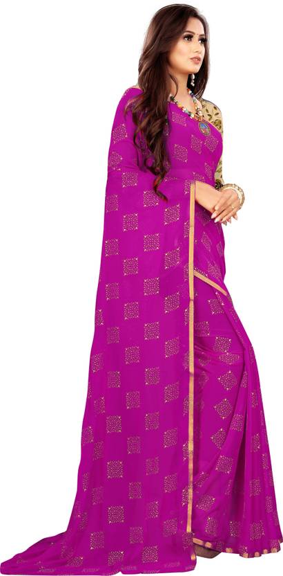 Printed Bollywood Chiffon Saree (Magenta) | Delivery: 10 to 12 business days | Limited stocks available