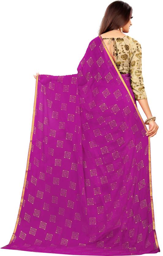 Printed Bollywood Chiffon Saree (Magenta) | Delivery: 10 to 12 business days | Limited stocks available