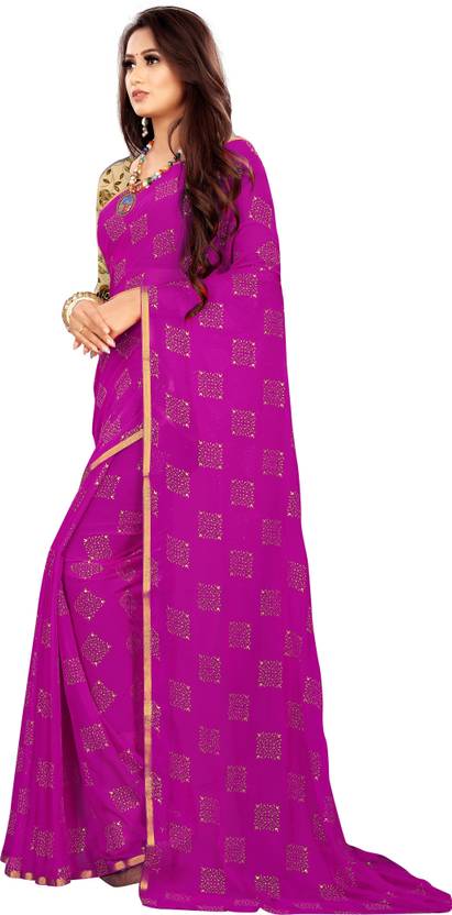 Printed Bollywood Chiffon Saree (Magenta) | Delivery: 10 to 12 business days | Limited stocks available