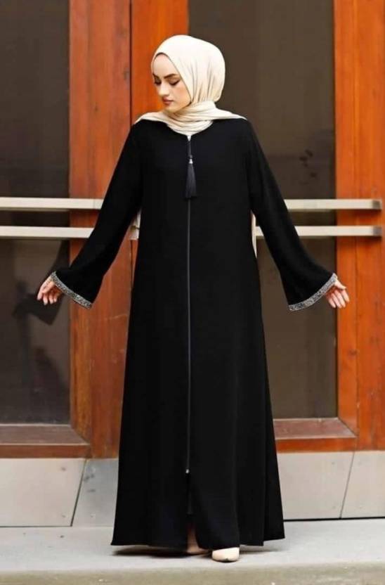 Cotton Silk Self Design Burqa With Hijab