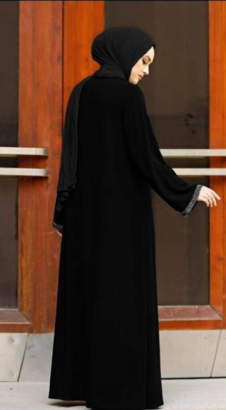 Cotton Silk Self Design Burqa With Hijab