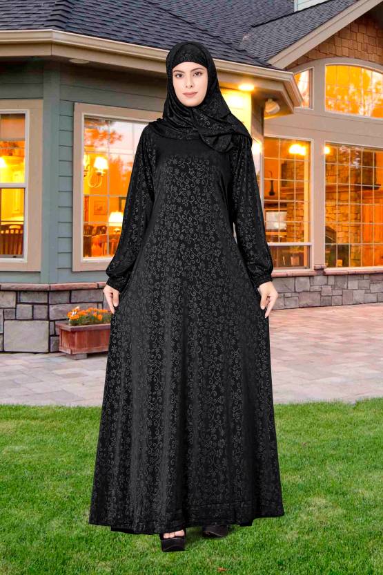 Polyester Solid Burqa With Hijab