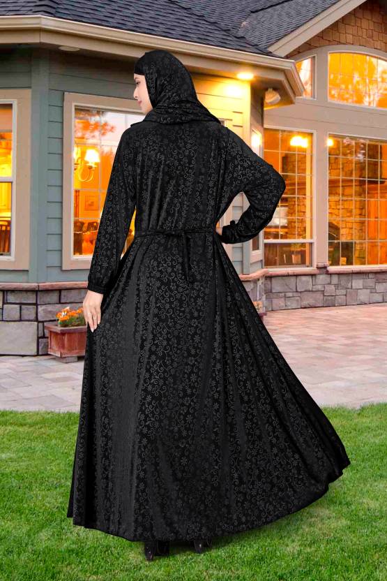 Polyester Solid Burqa With Hijab