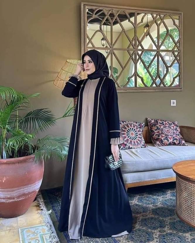 Nida Matte Self Design Burqa With Hijab