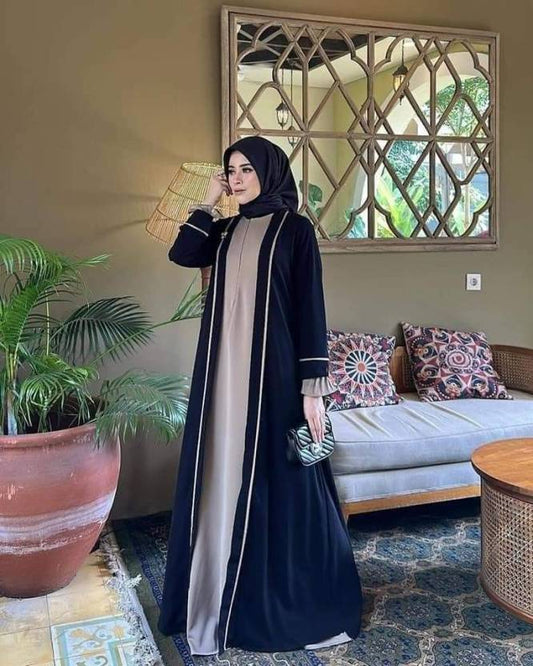 Nida Matte Self Design Burqa With Hijab