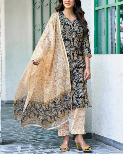 Women Viscose Rayon Kurta Pant Dupatta Set-KYAMSTORE