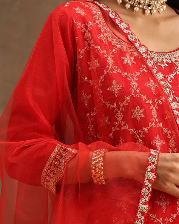 Women Silk Blend Kurta Sharara Set-KYAMSTORE