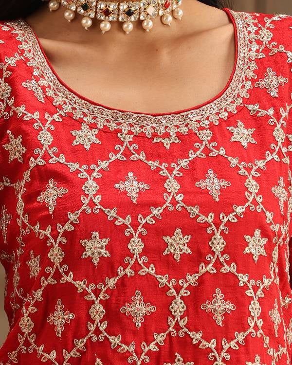 Women Silk Blend Kurta Sharara Set-KYAMSTORE