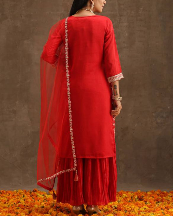 Women Silk Blend Kurta Sharara Set-KYAMSTORE