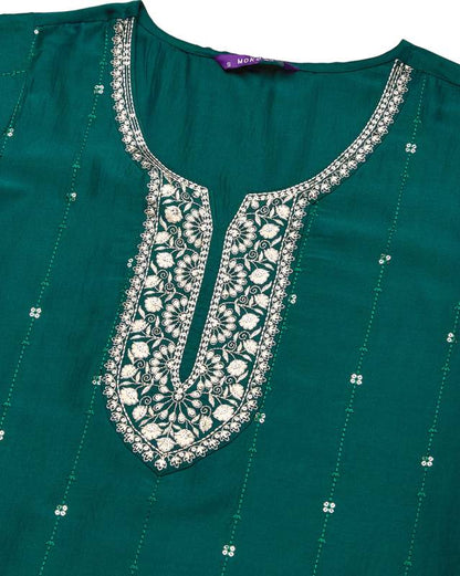 Women Muslin Kurta Pant Dupatta Set-KYAMSTORE