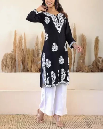 Women Cotton Rayon Kurti Palazzo Set (Colors Variants)-KYAMSTORE