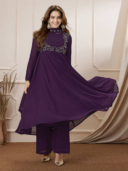 Women Georgette Kurta Palazzo Dupatta Set  | Delivery: 10 to 12 business days | Limited stocks available