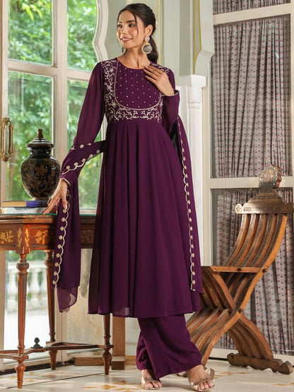Women Georgette Kurta Palazzo Dupatta Set | Delivery: 10 to 12 business days | Limited stocks available