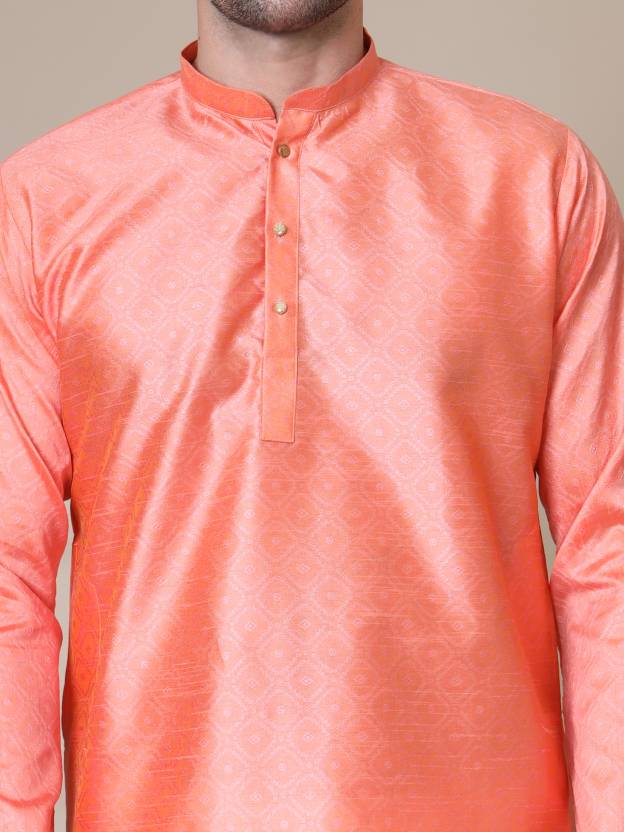 Men Solid Cotton Silk Straight Kurta (Color Variants)-KYAMSTORE