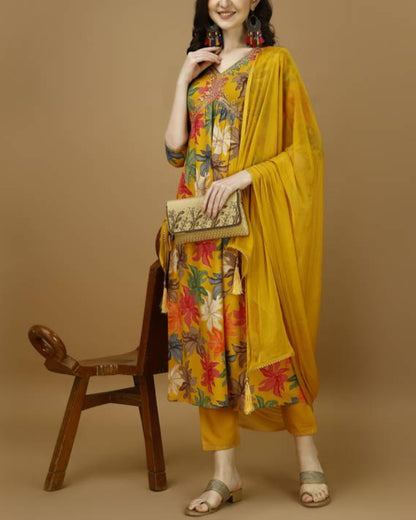Women Viscose Rayon Kurta Pant Dupatta Set-KYAMSTORE