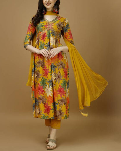 Women Viscose Rayon Kurta Pant Dupatta Set-KYAMSTORE