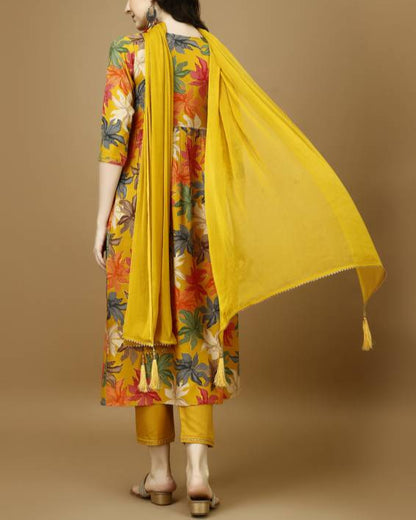 Women Viscose Rayon Kurta Pant Dupatta Set-KYAMSTORE