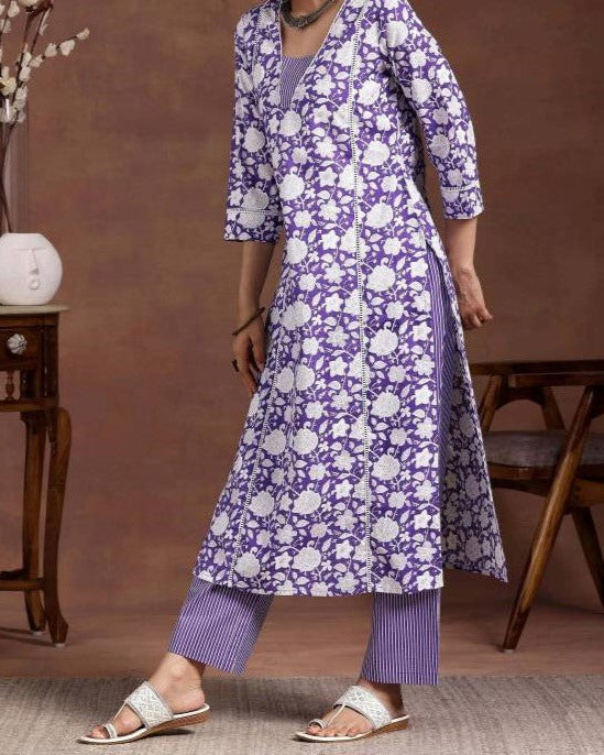 Women Viscose Rayon Kurta Palazzo Set-KYAMSTORE