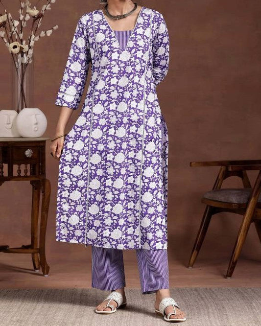 Women Viscose Rayon Kurta Palazzo Set-KYAMSTORE